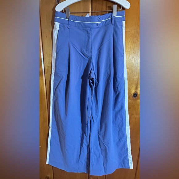 Fabletics x Malbon Women’s  Pleated Wide Leg Golf Trouser Blue/White  NWT Small - Picture 2 of 8